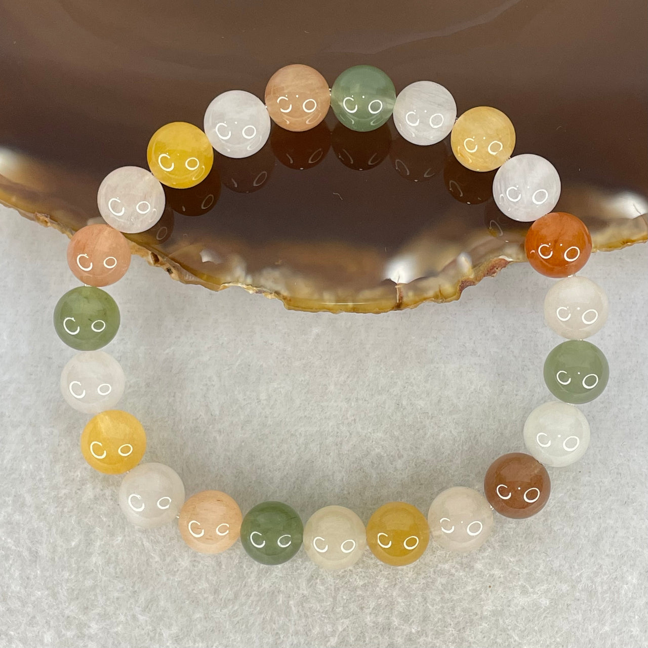 Above Average Grade Natural Muti Colour Rabbit Hair Rutilated Quartz Beads Bracelet 20.58g 17cm 8.8mm 23 Beads - Huangs Jadeite and Jewelry Pte Ltd