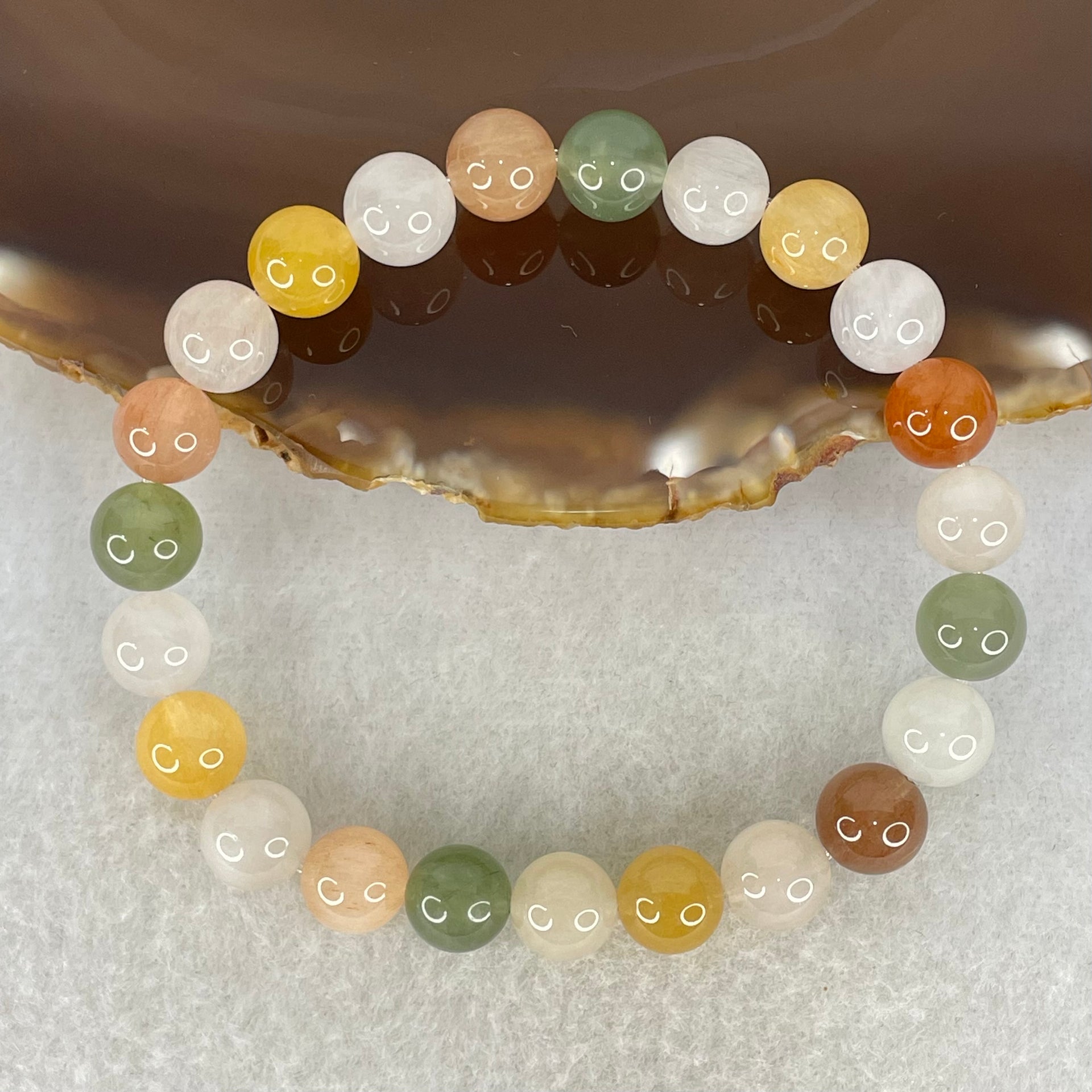 Above Average Grade Natural Muti Colour Rabbit Hair Rutilated Quartz Beads Bracelet 20.58g 17cm 8.8mm 23 Beads - Huangs Jadeite and Jewelry Pte Ltd
