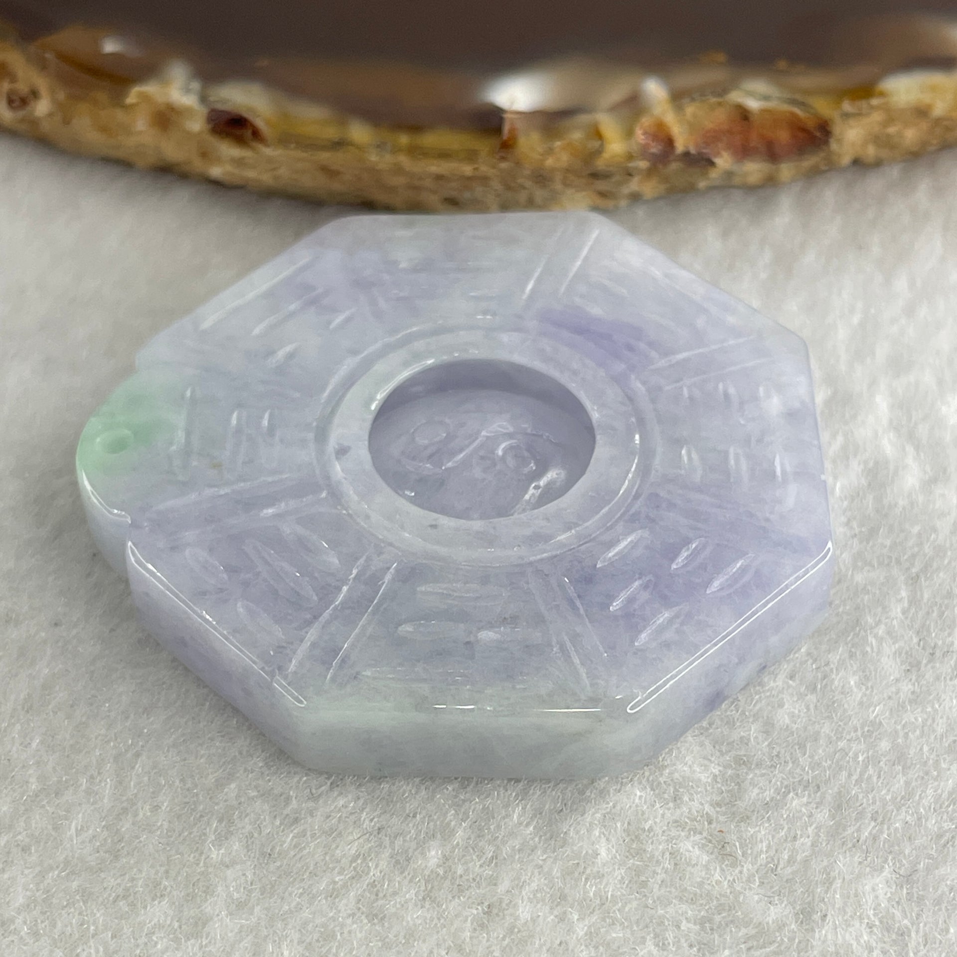 Certified Natural Type A Lavender with Green Spot Jadeite Tai Chi Bagua Pendant 26.65g 43.2 by 40.2 by 6.5mm - Huangs Jadeite and Jewelry Pte Ltd