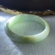 Natural Type A Light Green Faint Lavender Jadeite Oval Bangle 37.26g Inner Diameter 53.8mm 12.2 by 7.0mm (Slight Internal Lines) - Huangs Jadeite and Jewelry Pte Ltd