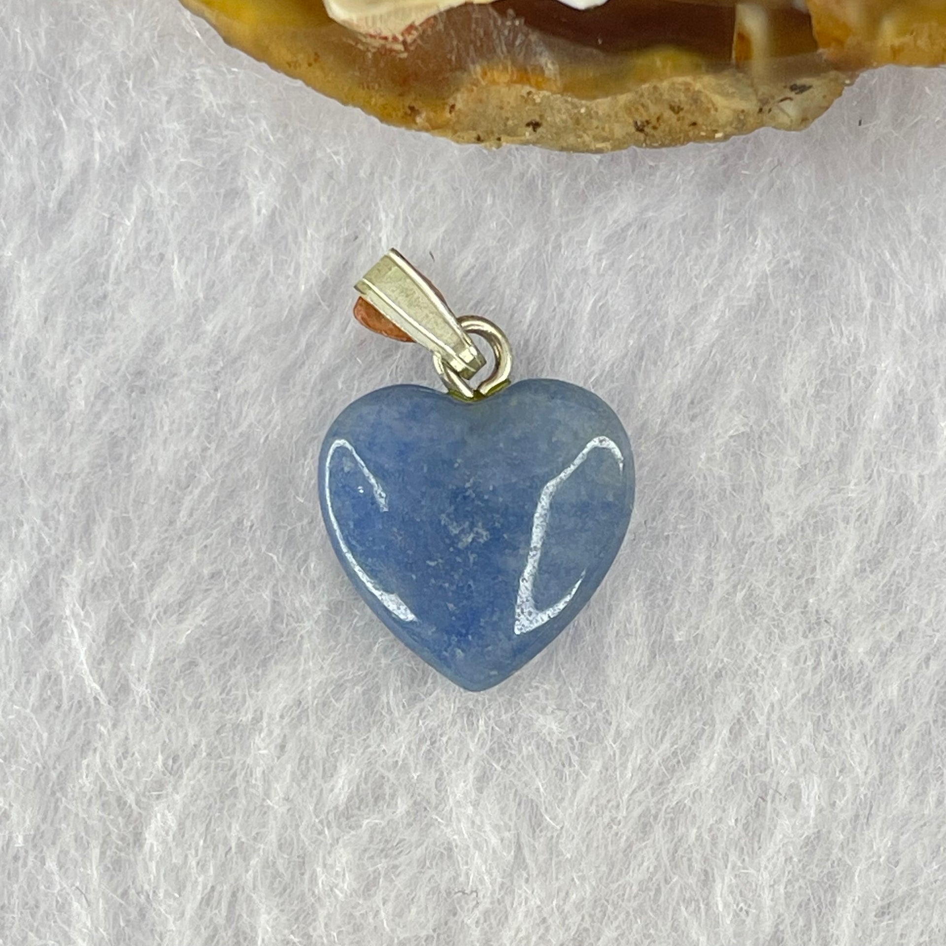 Natural Blue Aventurine Mini Heart Pendant with Sliver Clasps 0.93g 11.9 by 12.0 by 4.5mm - Huangs Jadeite and Jewelry Pte Ltd