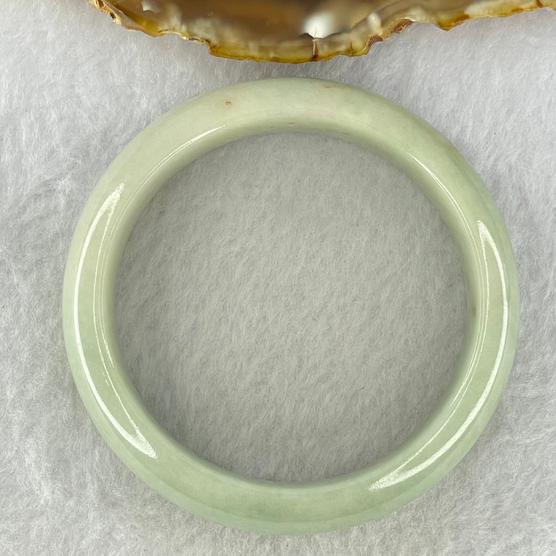 Type A Light Green with Yellow Spots Jadeite Bangle Internal Diameter 54.9mm 68.52g 16.4 by 8.7mm (Close to Perfect) - Huangs Jadeite and Jewelry Pte Ltd