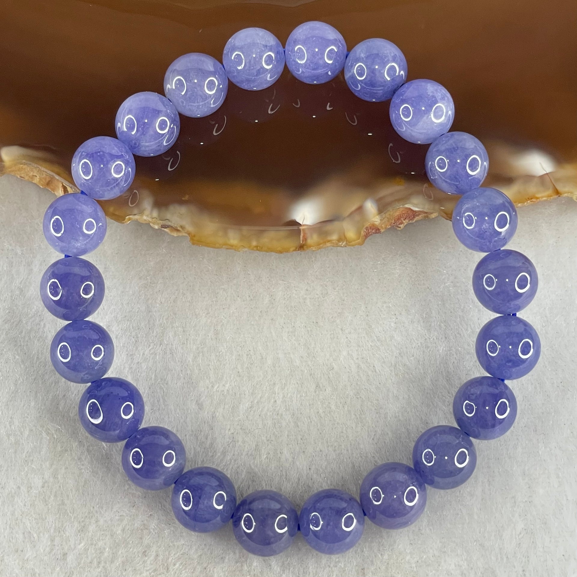 Above Average Grade Natural Blue Tanzanite Beads Bracelet 24.80g 16cm 8.8mm 22 Beads - Huangs Jadeite and Jewelry Pte Ltd