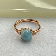 Natural Larimar in S925 Silver Rose Gold Color Ring (Adjustable Size) 2.18g 9.7 by 7.8 by 4.0mm - Huangs Jadeite and Jewelry Pte Ltd