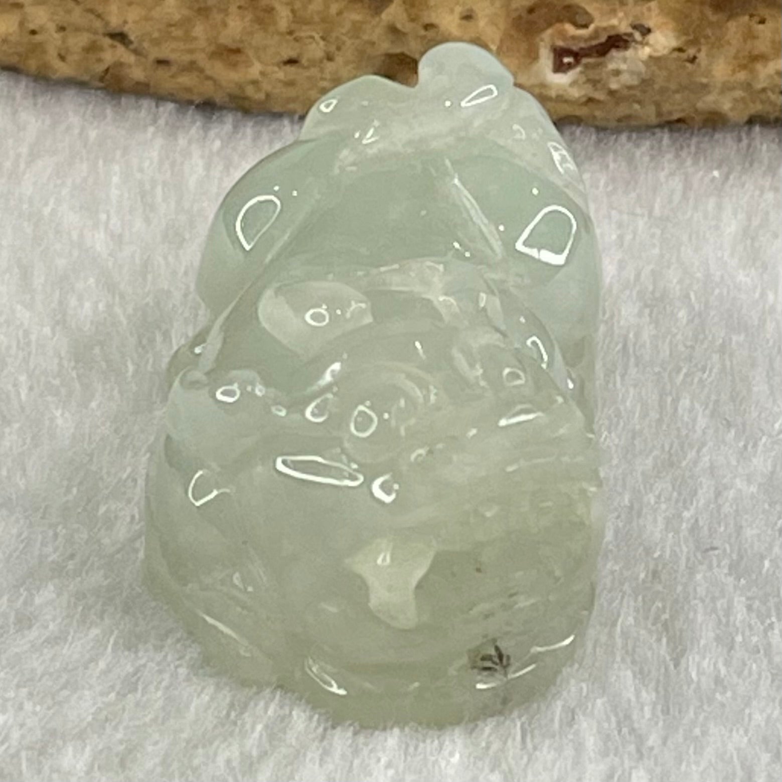 Type A Light Green Faint Lavender Jadeite Pixiu Charm 15.15g 31.1 by 18.7 by 14.1mm - Huangs Jadeite and Jewelry Pte Ltd