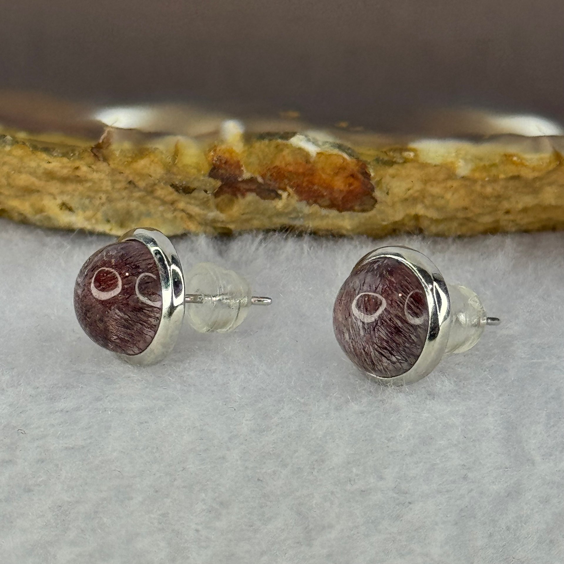 Good Grade Natural Super 7 S925 Silver Earrings 2.28g 8.6 by 5.0mm - Huangs Jadeite and Jewelry Pte Ltd