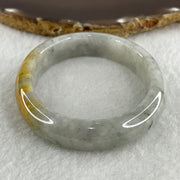Type A Green Wuji Grey with Yellow Patches Jadeite Oval Bangle Internal Diameter 55.7mm 50.82g 12.7 by 7.7mm ( Slight External Line ) - Huangs Jadeite and Jewelry Pte Ltd