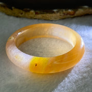 Transparent Peach Yellow Quartzite Jade Bangle 天山水沫玉手镯 43.05g Internal Diameter 48.3mm 13.3 by 9.3mm - Huangs Jadeite and Jewelry Pte Ltd
