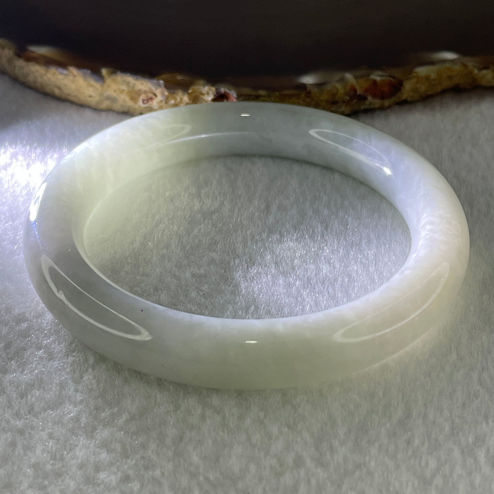Type A Natural Light Green Jadeite Bangle 62.13g Inner Diameter 57.8mm 11.0 by 10.7mm (Very Very Slight Internal Lines) - Huangs Jadeite and Jewelry Pte Ltd