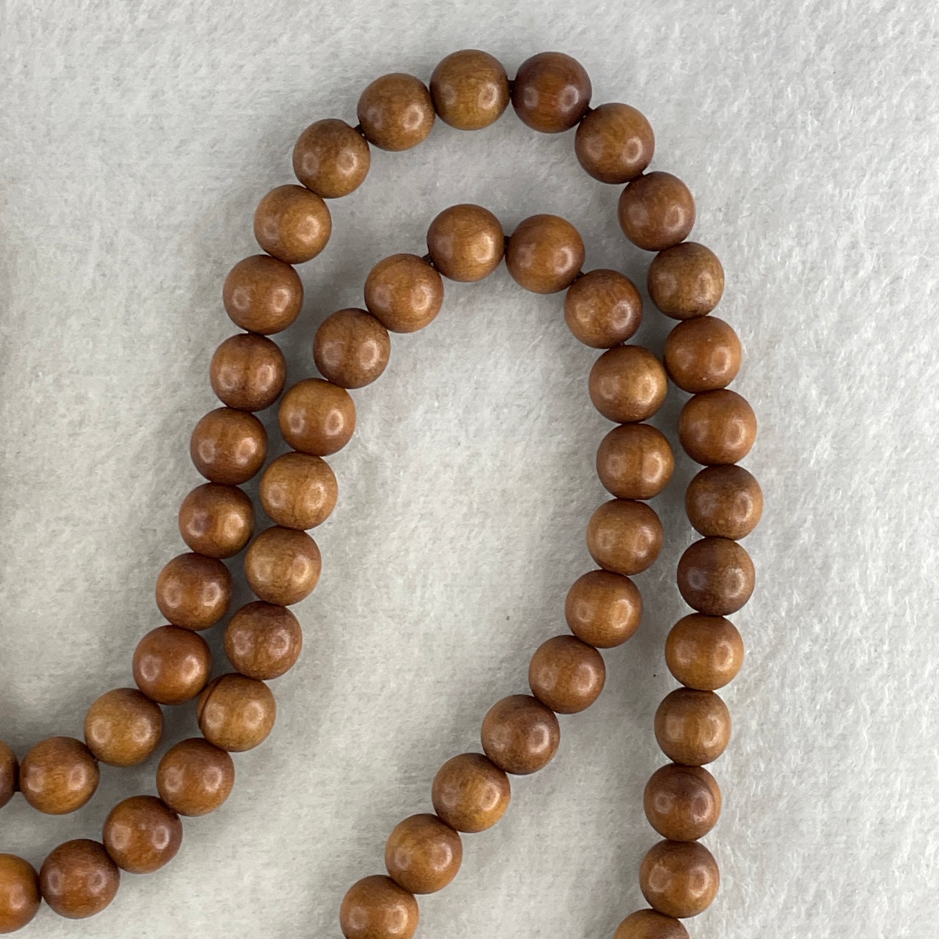 Certified Natural Sandalwood Beads Necklace 33.93g 84cm 8.1mm 111Beads - Huangs Jadeite and Jewelry Pte Ltd