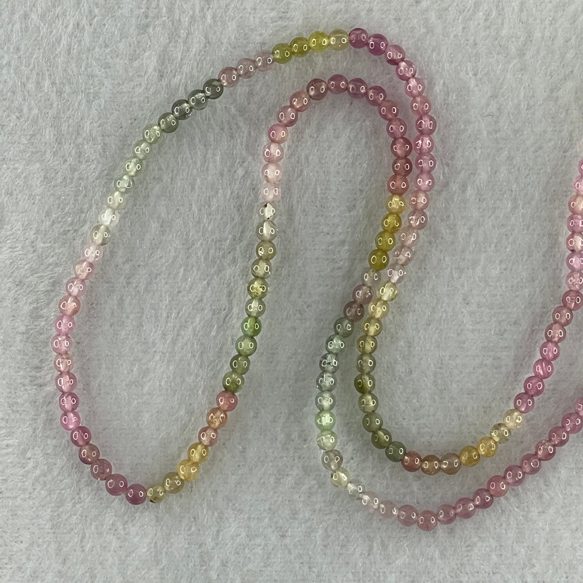 Good Grade Natural Tourmaline Crystal Beads Necklace 7.88g 52cm 3.1mm 195Beads - Huangs Jadeite and Jewelry Pte Ltd