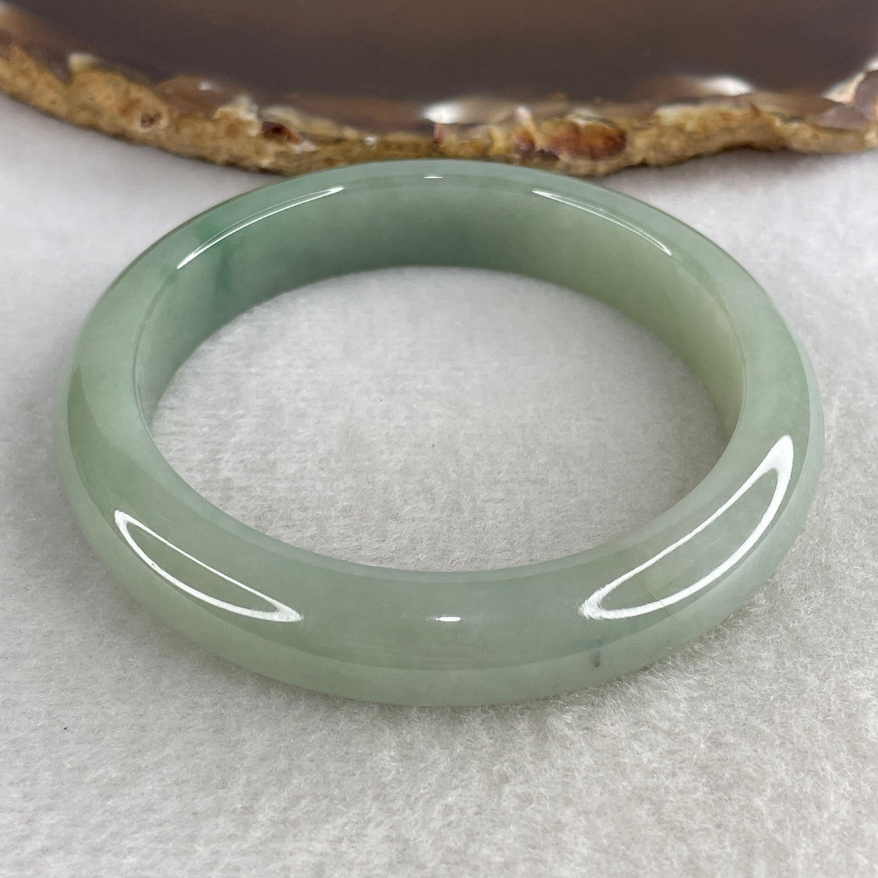 Certified Type A Translucent Multicolor Jadeite Bangle | 54.0mm Full Light Three-Tone Green | Very Slight Internal Lines "Fei Cui" Round Wrist Heirloom (49.58g 11.6x8.1mm)