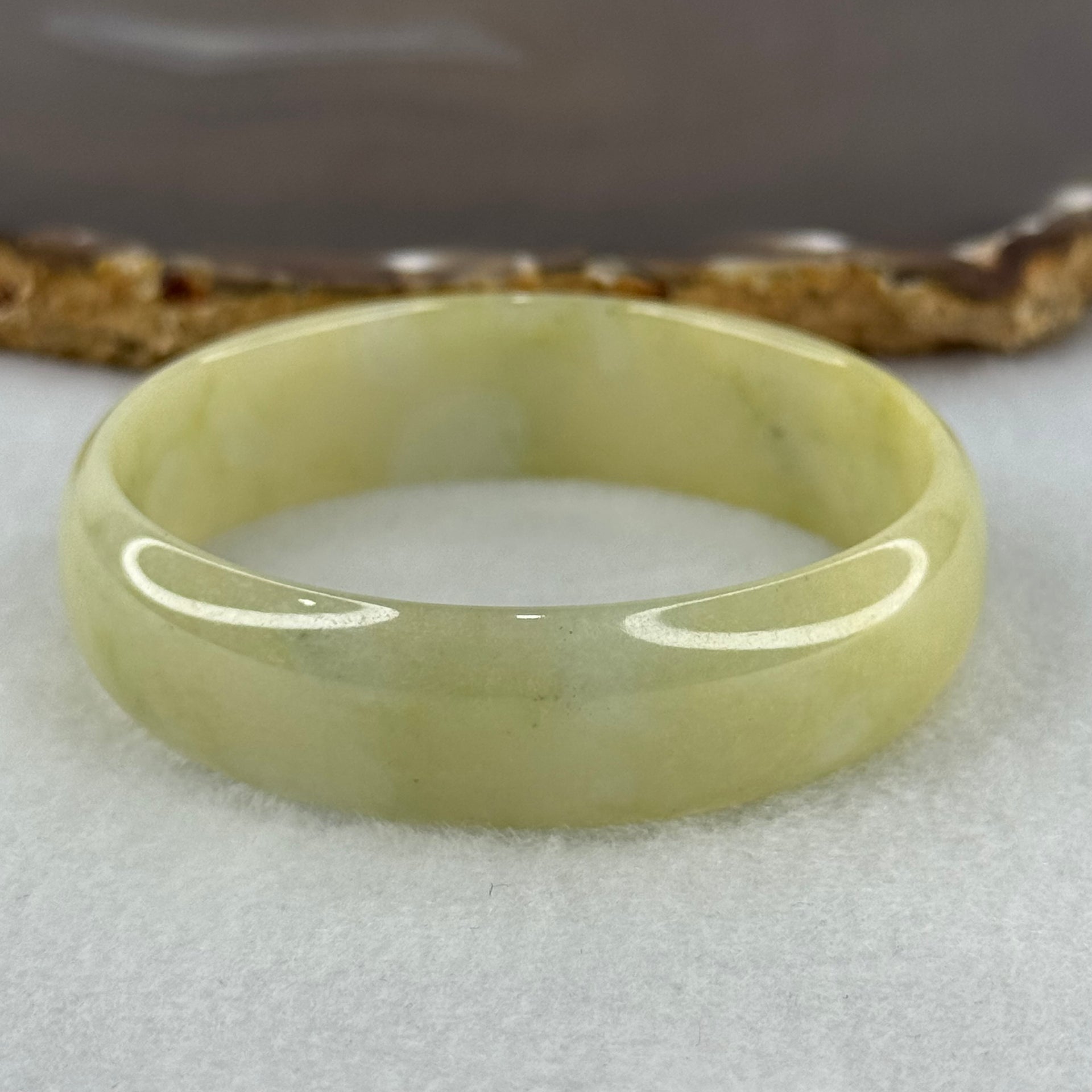 Type A Yellowish Green Jadeite Bangle Internal Diameter 52.8mm 28.01g 14.3 by 4.1mm (Slight Internal Line) - Huangs Jadeite and Jewelry Pte Ltd