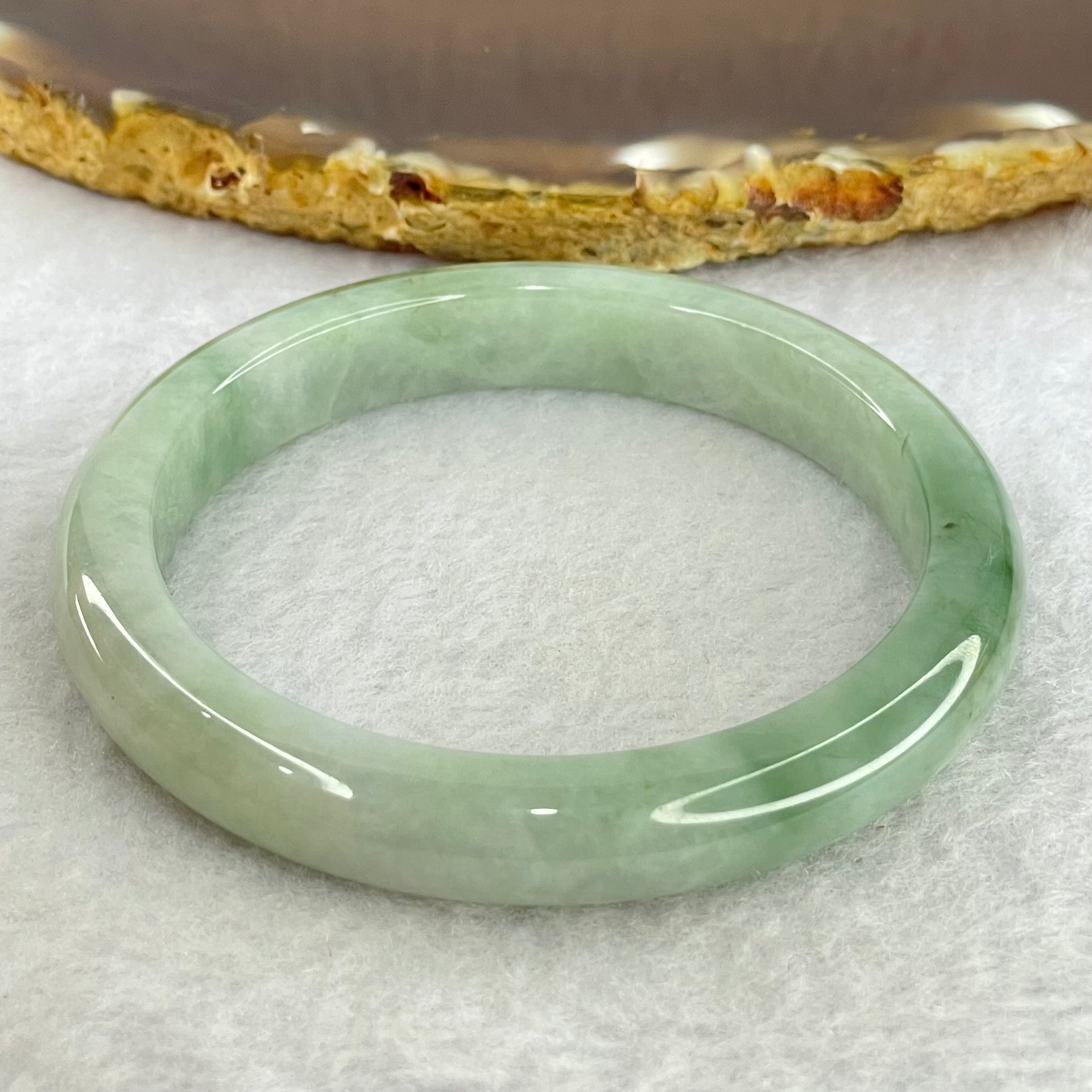 Type A Blueish Green with Lavender Jadeite Bangle Internal Diameter 52.8mm 55.83g 9.6 by 7.5mm (Internal Lines) - Huangs Jadeite and Jewelry Pte Ltd