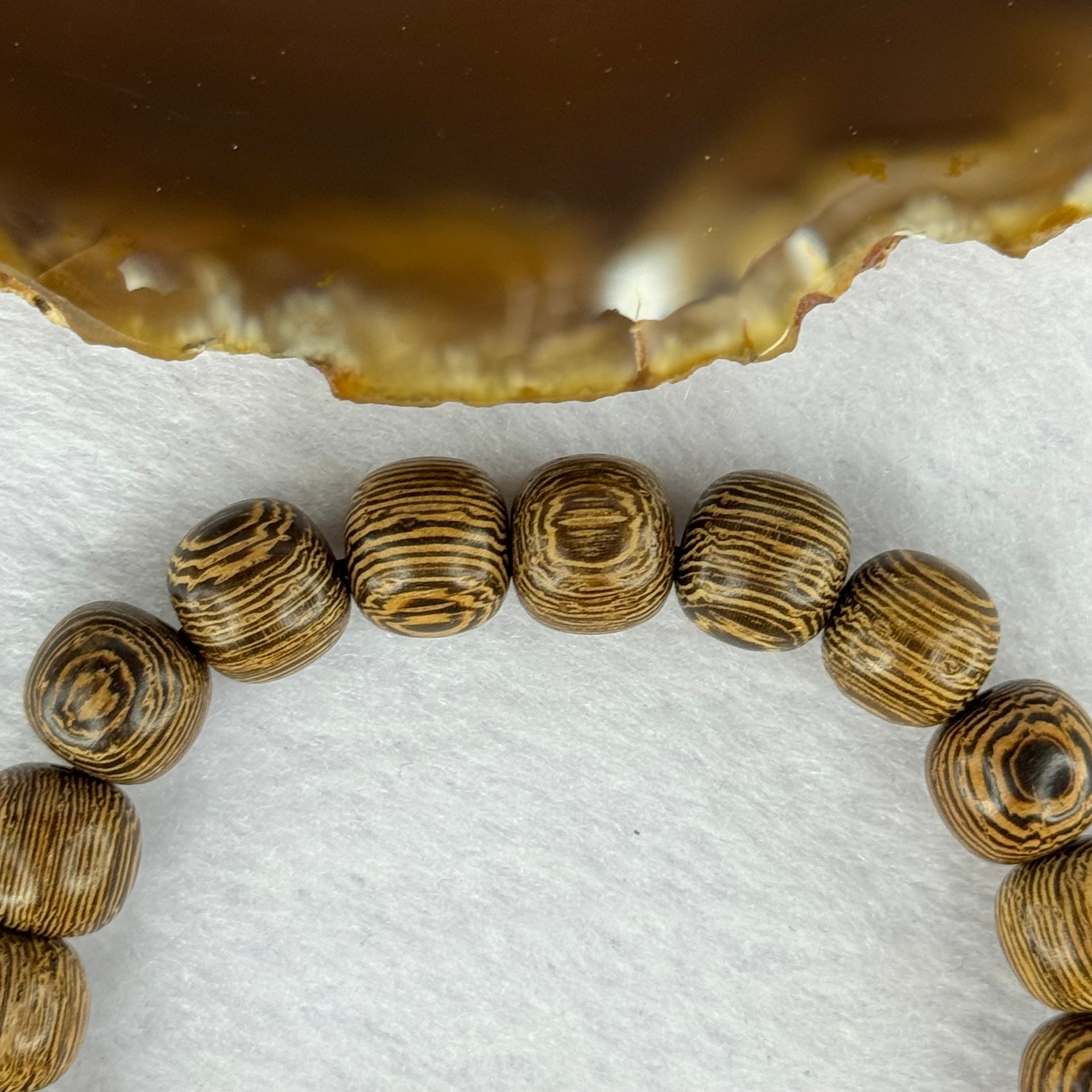 Natural Wenge Wooden Beads Bracelets 天然鸡翅木手链 9.34g 16.5cm 9.8mm 21 Beads - Huangs Jadeite and Jewelry Pte Ltd