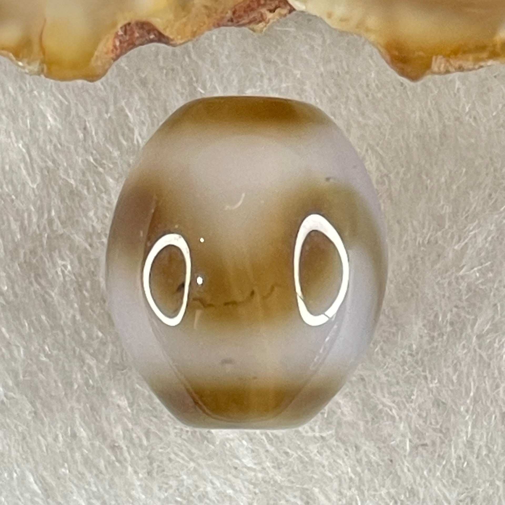 Natural Powerful Tibetan Old Oily Agate Tiger Tooth Daluo Dzi Bead Heavenly Master (Tian Zhu) 2.84g 14.5 by 12.0mm - Huangs Jadeite and Jewelry Pte Ltd