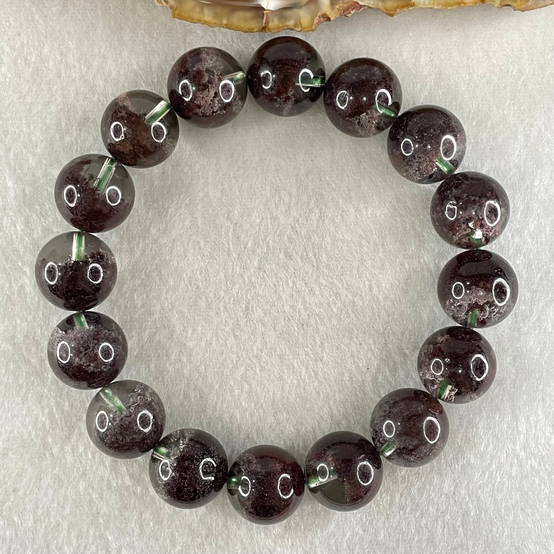 Good Grade Natural Red Phantom Quartz Beads Bracelet 49.21g 16.5cm 13.2mm 16 Beads - Huangs Jadeite and Jewelry Pte Ltd