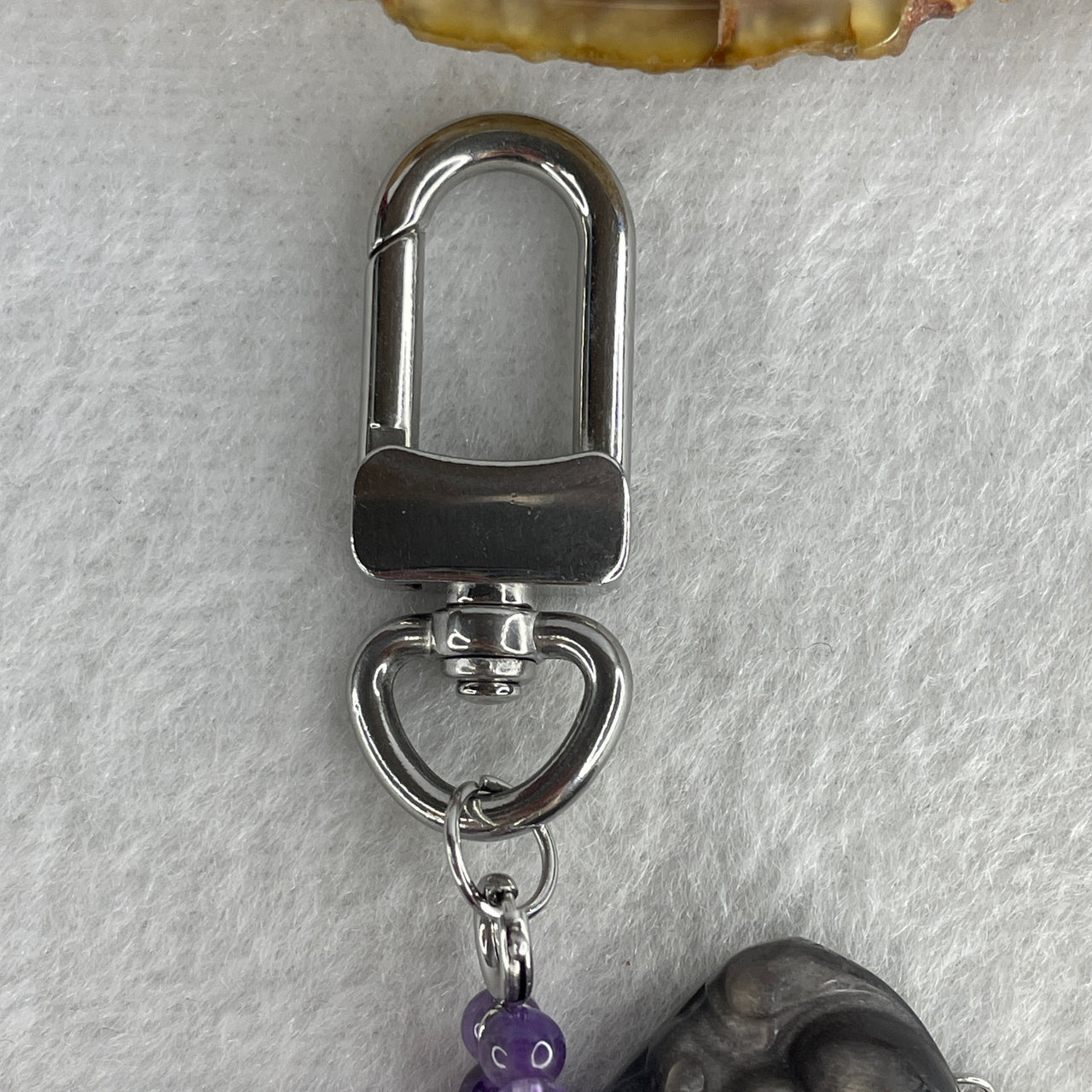 Natural Amethyst Beads & Black Obsidian Milo Buddha Keychain | Silver Accents | 11-Piece Deep Violet Bead Strand | Sacred "Laughing Buddha" Ultimate Wealth, Protection & Joy Talisman (23.19g, 19.6x19.7x9.0mm)