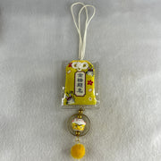 Porcelain Yellow Fortune Cat Yushou Charm 14.09g 14.8 by 17.5 by 14.4mm - Huangs Jadeite and Jewelry Pte Ltd