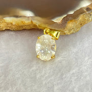 Natural Madagascar Blue Moonstone in S925 Silver Gold Color Pendant 1.17g 10.0 by 7.5 by 5.0mm - Huangs Jadeite and Jewelry Pte Ltd