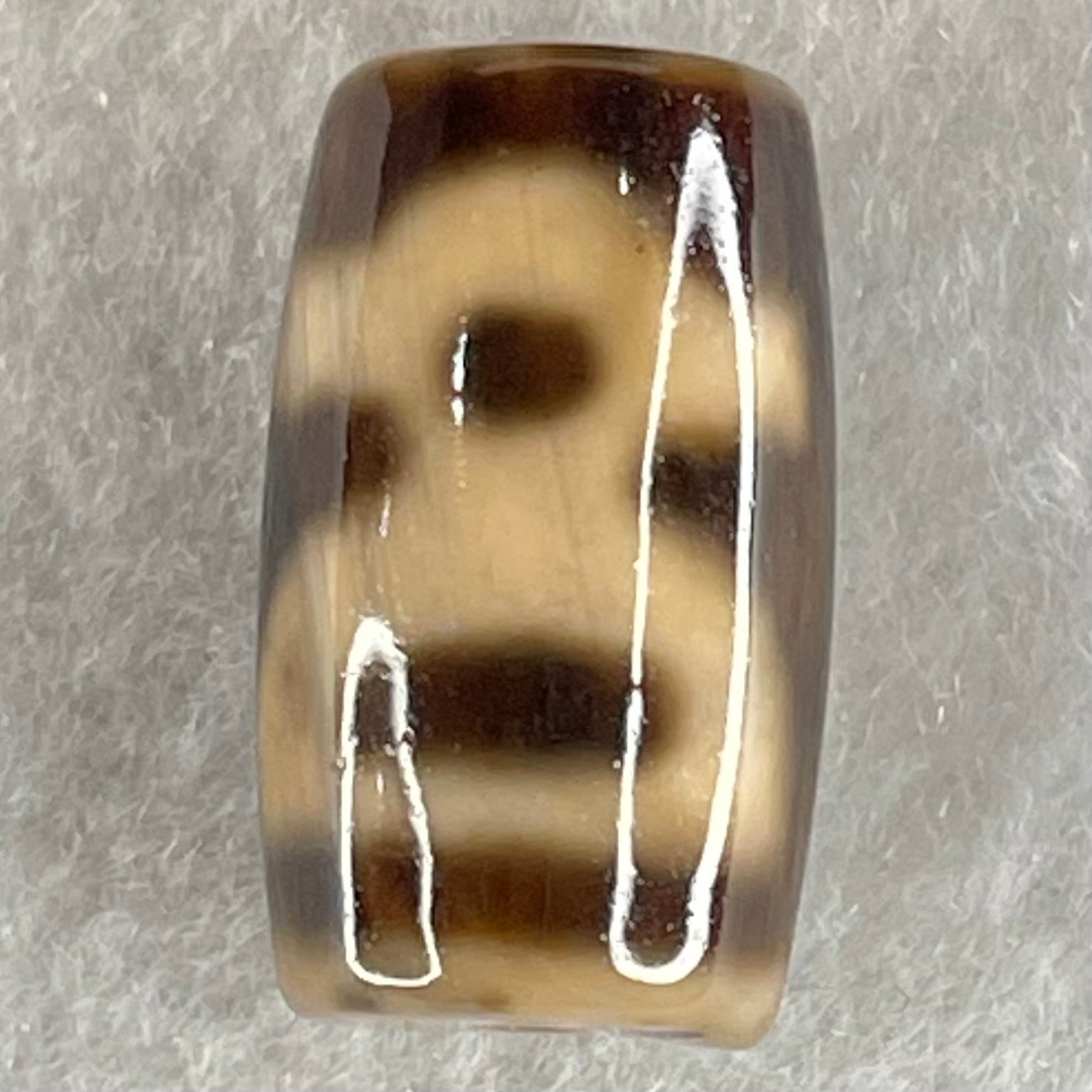 Natural Powerful Tibetan Old Oily Agate Double Cai Shen Dzi Bead Heavenly Master (Tian Zhu) 双财神长天珠 4.73g 19.8 by 11.7mm - Huangs Jadeite and Jewelry Pte Ltd