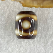 Natural Powerful Tibetan Old Oily Dark Brown with White Agate 3 Eyes Dzi Bead Heavenly Master (Tian Zhu) 三眼天诛 2.87g 13.7 by 11.0mm - Huangs Jadeite and Jewelry Pte Ltd