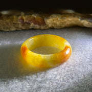Type A Yellow Red Jadeite Ring 3.45g 6.3 by 3.3mm US 7.3 HK 16.2 (Burned with Very Slight Internal Lines) - Huangs Jadeite and Jewelry Pte Ltd