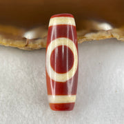 Natural Powerful Tibetan Old Oily Red White Agate One Eye Earth Element Dzi Bead Heavenly Master (Tian Zhu) 一眼土元素天珠 9.85g 37.5 by 13.0mm - Huangs Jadeite and Jewelry Pte Ltd