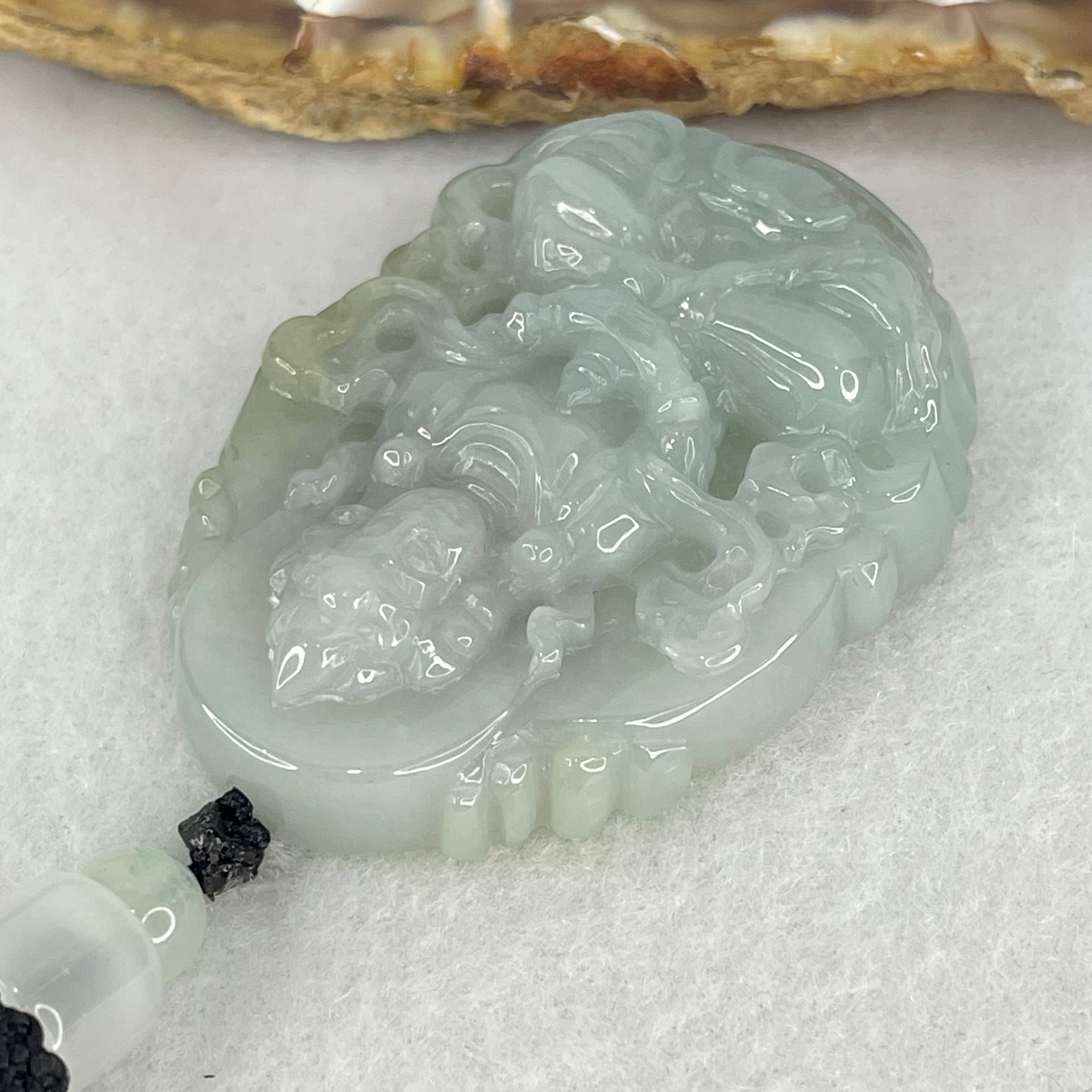 Type A Light Green Lavender Jadeite Guan Yin Tara Pendant 32.80g 45.8 by 32.8 by 11.5mm - Huangs Jadeite and Jewelry Pte Ltd