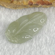 Type A Semi Icy Light Blueish Green Jadeite Leaf Pendant 2.06g 26.7 by 15.0 by 3.5mm - Huangs Jadeite and Jewelry Pte Ltd