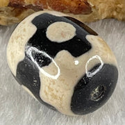 Natural Powerful Tibetan Old Oily Dark Brown With White Agate 3 Eyes Dzi Bead Heavenly Master (Tian Zhu) 三眼天诛 4.91g 17.6 by 13.7mm - Huangs Jadeite and Jewelry Pte Ltd