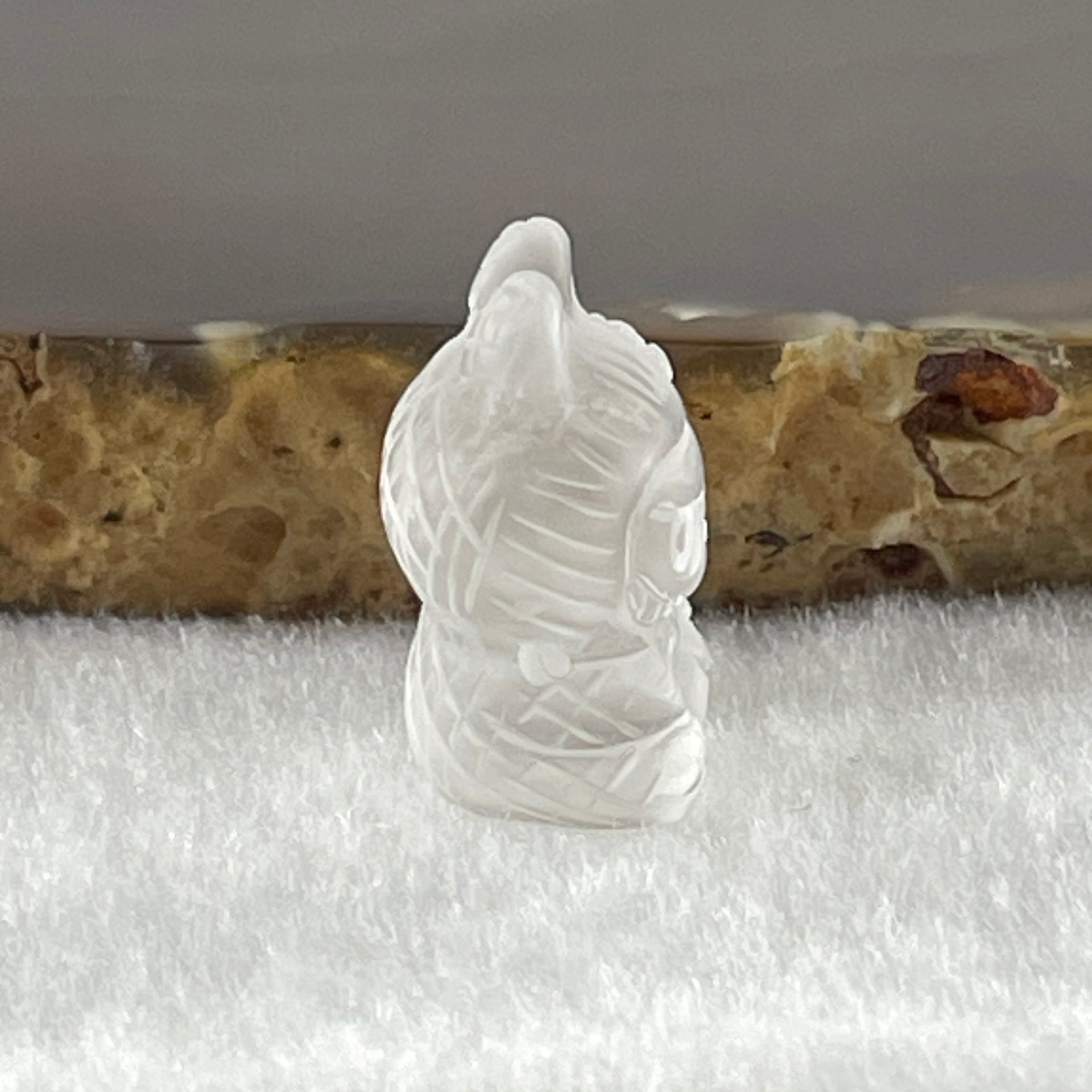 Natural Matt Clear Quartz Labubu Charm Display 3.54g 19.0 by 12.8 by 10.6mm - Huangs Jadeite and Jewelry Pte Ltd