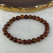 Natural Copper Rutilated Quartz Beads Bracelet 天然銅髮晶手镯 13.93g 16cm 7.4mm 27 Beads - Huangs Jadeite and Jewelry Pte Ltd