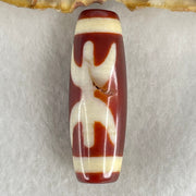 Natural Powerful Tibetan Old Oily Red White Agate One Eye Wood Element Dzi Bead Heavenly Master (Tian Zhu) 一眼木元素天珠 9.77g 37.6 by 13.0mm - Huangs Jadeite and Jewelry Pte Ltd