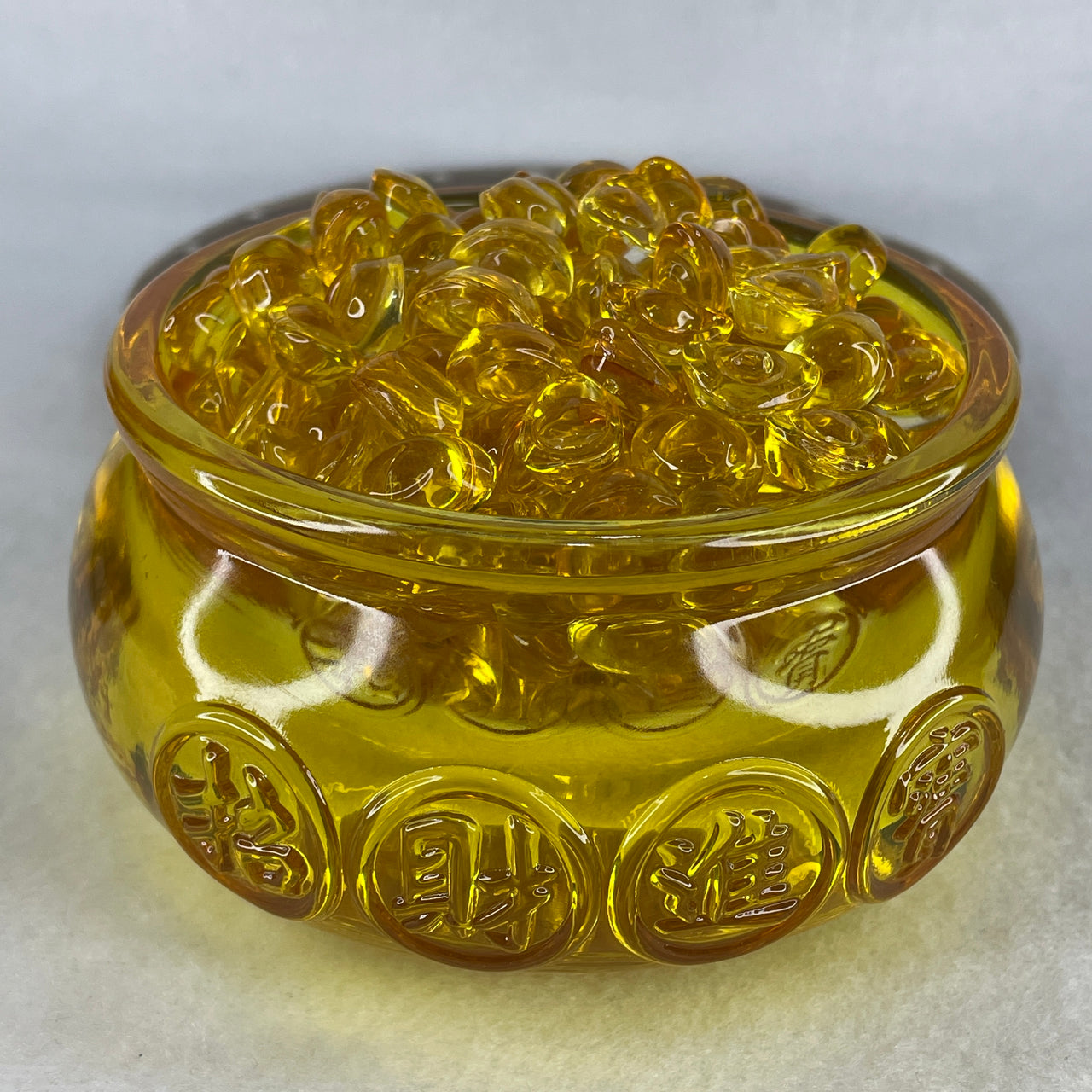 1,056.13g Liuli Prosperity Wealth Pot with Mini Ingots | Imperial Golden Yellow Feng Shui Treasure Basin | Ultimate Abundance Pillar & Corporate Success Centerpiece (120x80mm)