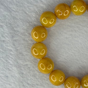 Type A Yellow Jadeite Beads Bracelet 66.62g 18cm 13.8mm 15 Beads (Burned) - Huangs Jadeite and Jewelry Pte Ltd
