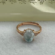 Natural Larimar in S925 Silver Rose Gold Color Ring (Adjustable Size) 2.31g 10.0 by 8.1 by 5.0mm - Huangs Jadeite and Jewelry Pte Ltd