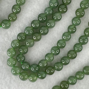 Type A Full Green Jadeite Beads Necklace 52.96g 68cm 6.7mm 108 Beads - Huangs Jadeite and Jewelry Pte Ltd