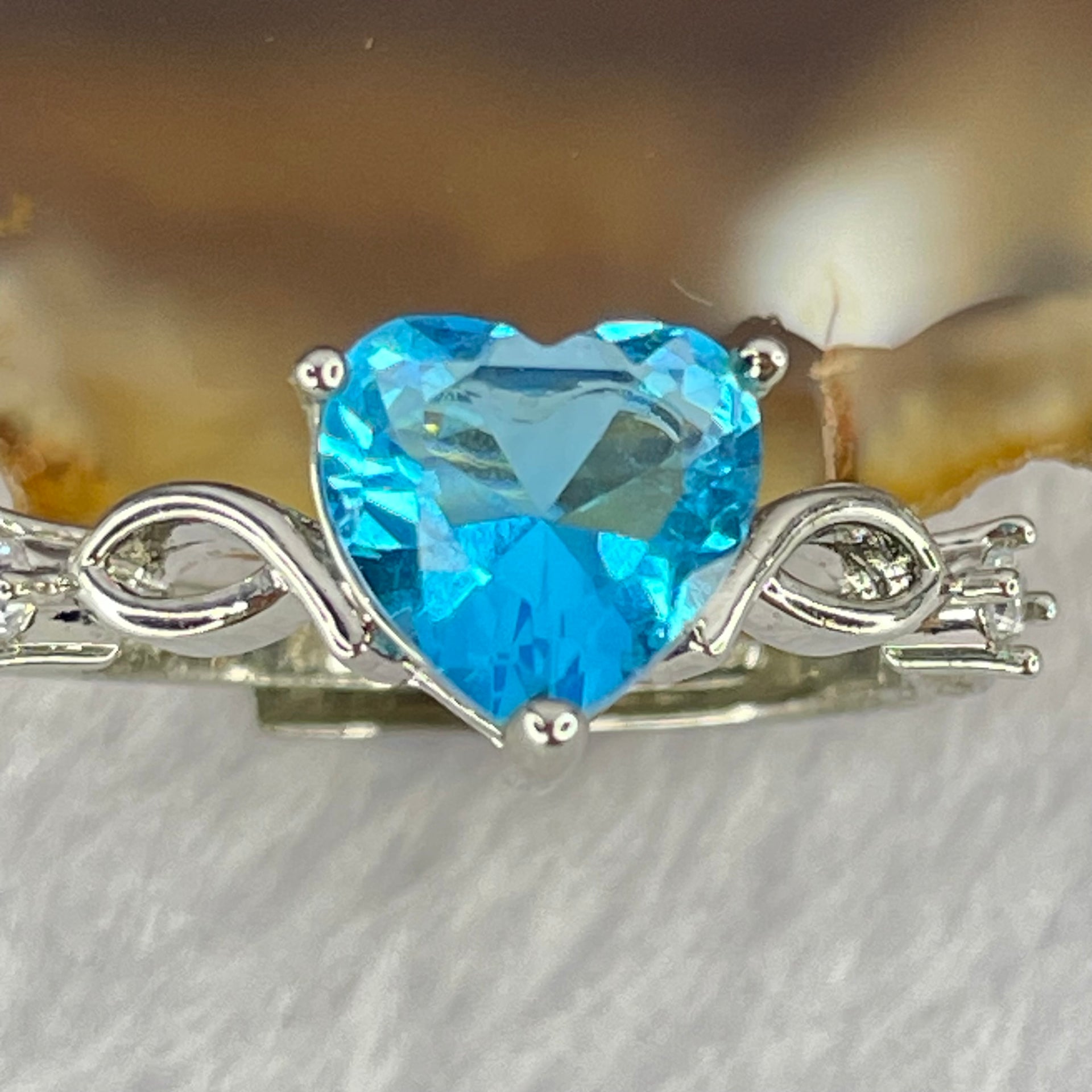 Blue Cubic Zirconia in S925 Sliver Ring (Adjustable Size) 2.07g 8.7 by 7.1 by 5.0mm - Huangs Jadeite and Jewelry Pte Ltd