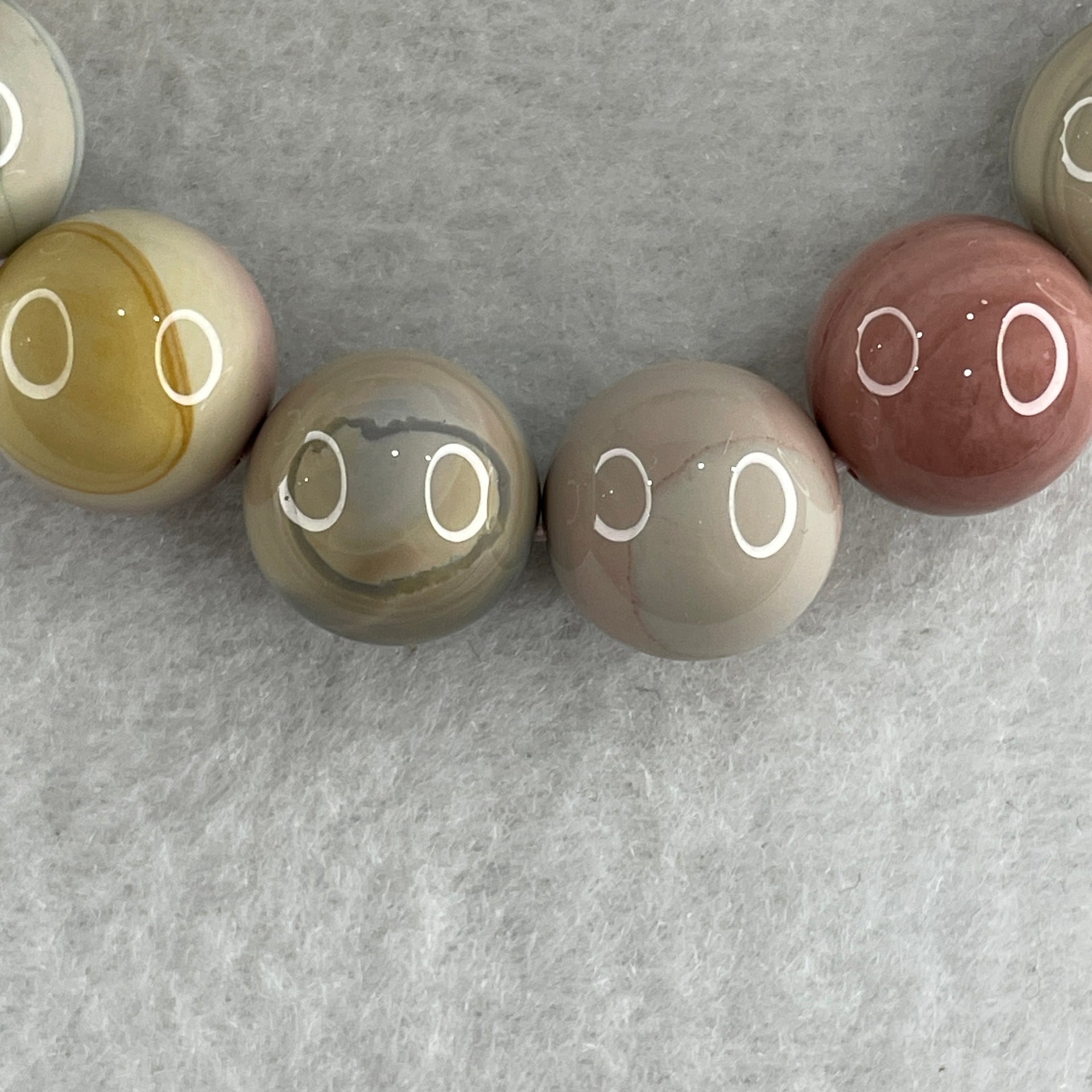 Natural Alashan Agate Pastels Pink Beads Bracelet 46.70g 15.5cm 13.4mm 15Beads - Huangs Jadeite and Jewelry Pte Ltd