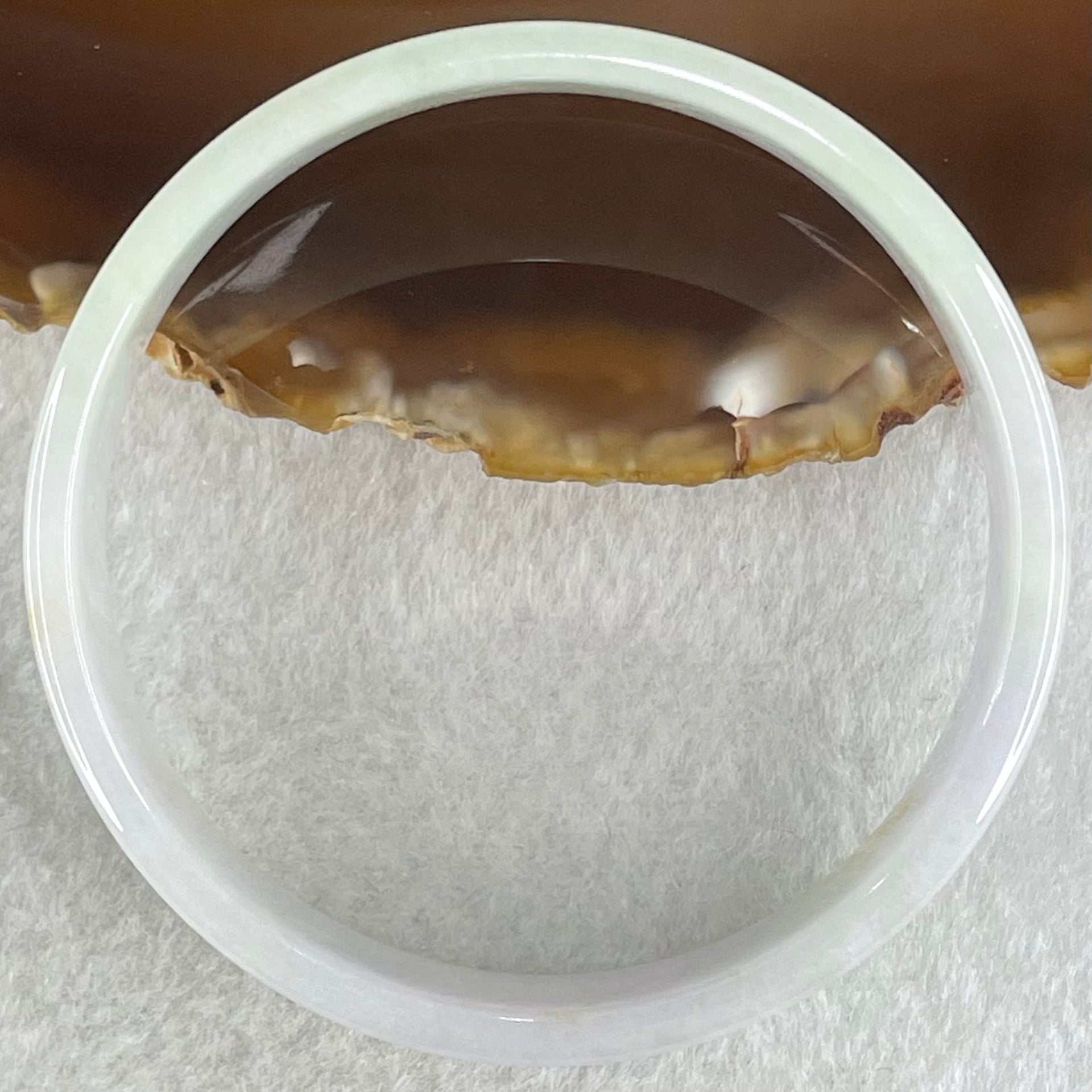 Type A Green Lavender with Yellow Spot Jadeite Flat Round Bangle 24.42g Internal Diameter 52.7mm 12.4 by 4.1mm - Huangs Jadeite and Jewelry Pte Ltd