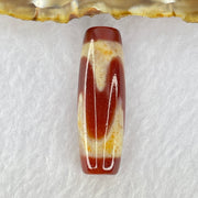 Natural Powerful Tibetan Old Oily Red Yellowish White Agate Tiger Tooth Daluo Dzi Bead Heavenly Master (Tian Zhu) 虎牙天珠 10.13g 38.8 by 12.8mm - Huangs Jadeite and Jewelry Pte Ltd