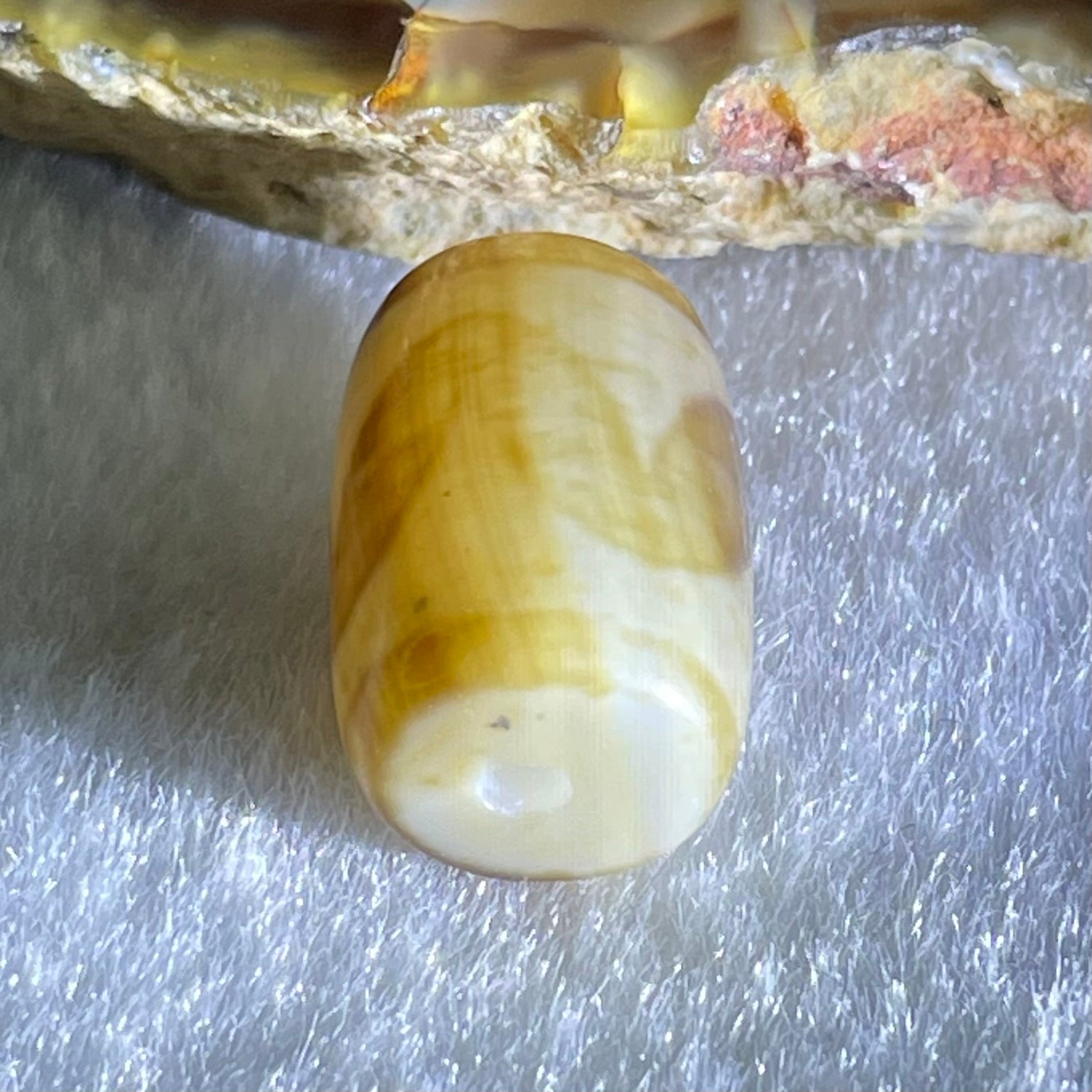Natural Powerful Tibetan Old Oily Agate Tiger Tooth Daluo Dzi Bead Heavenly Master (Tian Zhu) 虎呀天诛 3.33g 15.9 by 10.7mm - Huangs Jadeite and Jewelry Pte Ltd