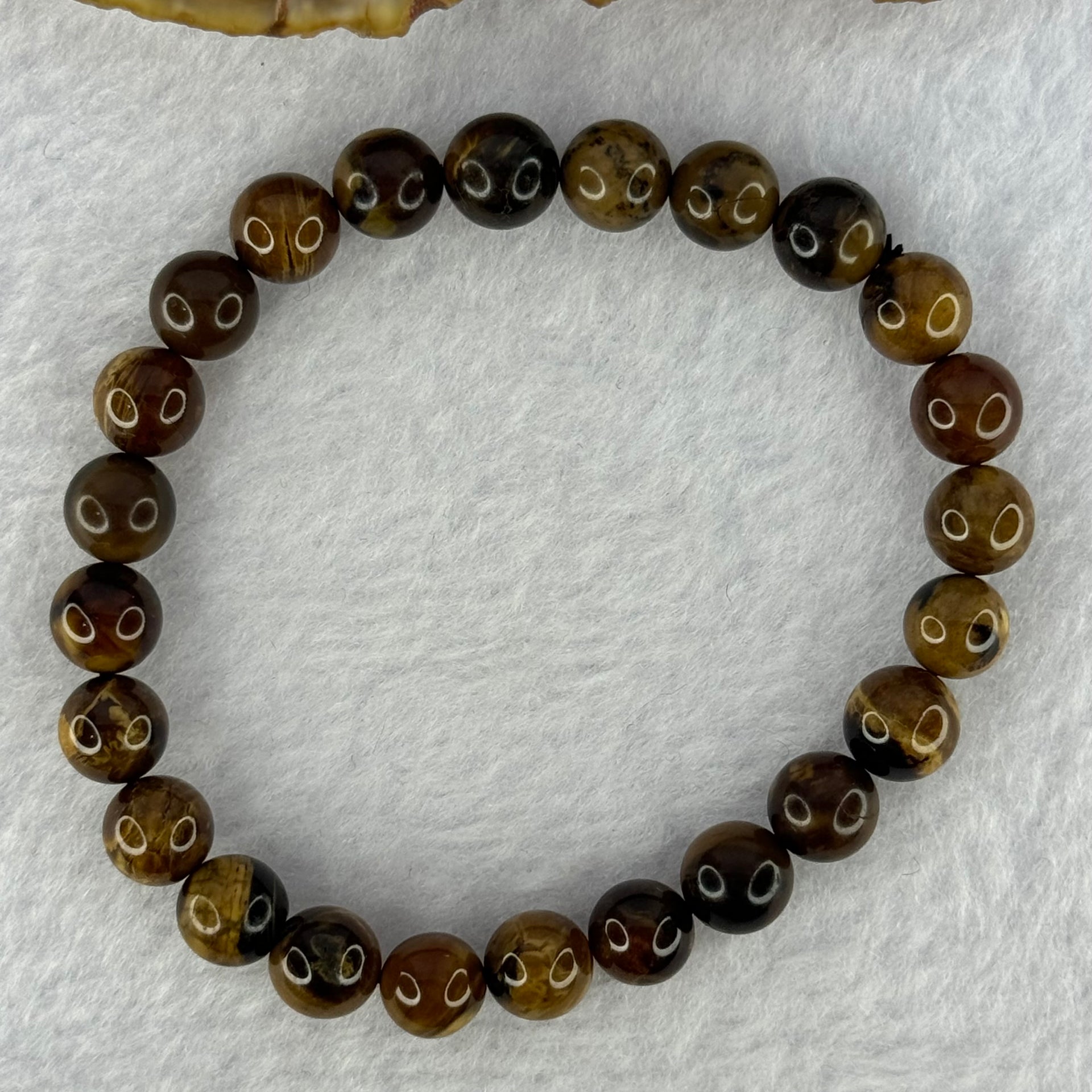 Natural Brown Amber Beads Bracelet 5.77g 7.9 15cm 7.9mm 24 Beads - Huangs Jadeite and Jewelry Pte Ltd