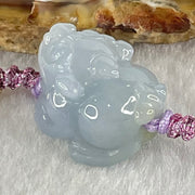 Type A Lavender with Yellow Patch Jadeite Male Pixiu String Bracelet 5.96g 13cm 18.0 by 14.2 by 12.6mm - Huangs Jadeite and Jewelry Pte Ltd