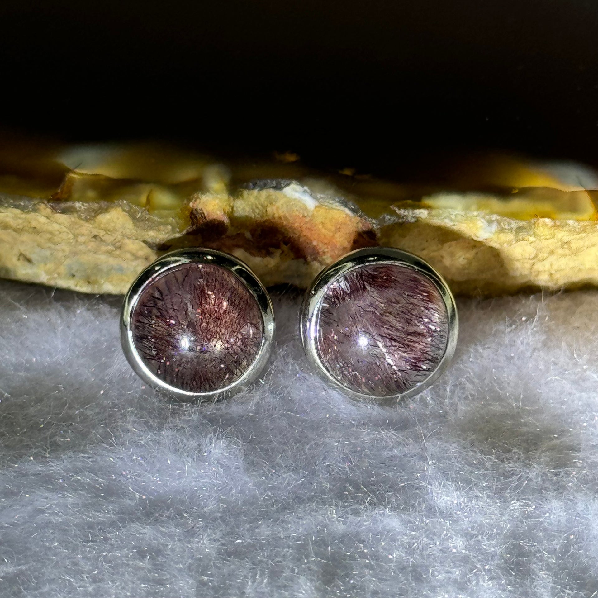 Good Grade Natural Super 7 S925 Silver Earrings 2.28g 8.6 by 5.0mm - Huangs Jadeite and Jewelry Pte Ltd