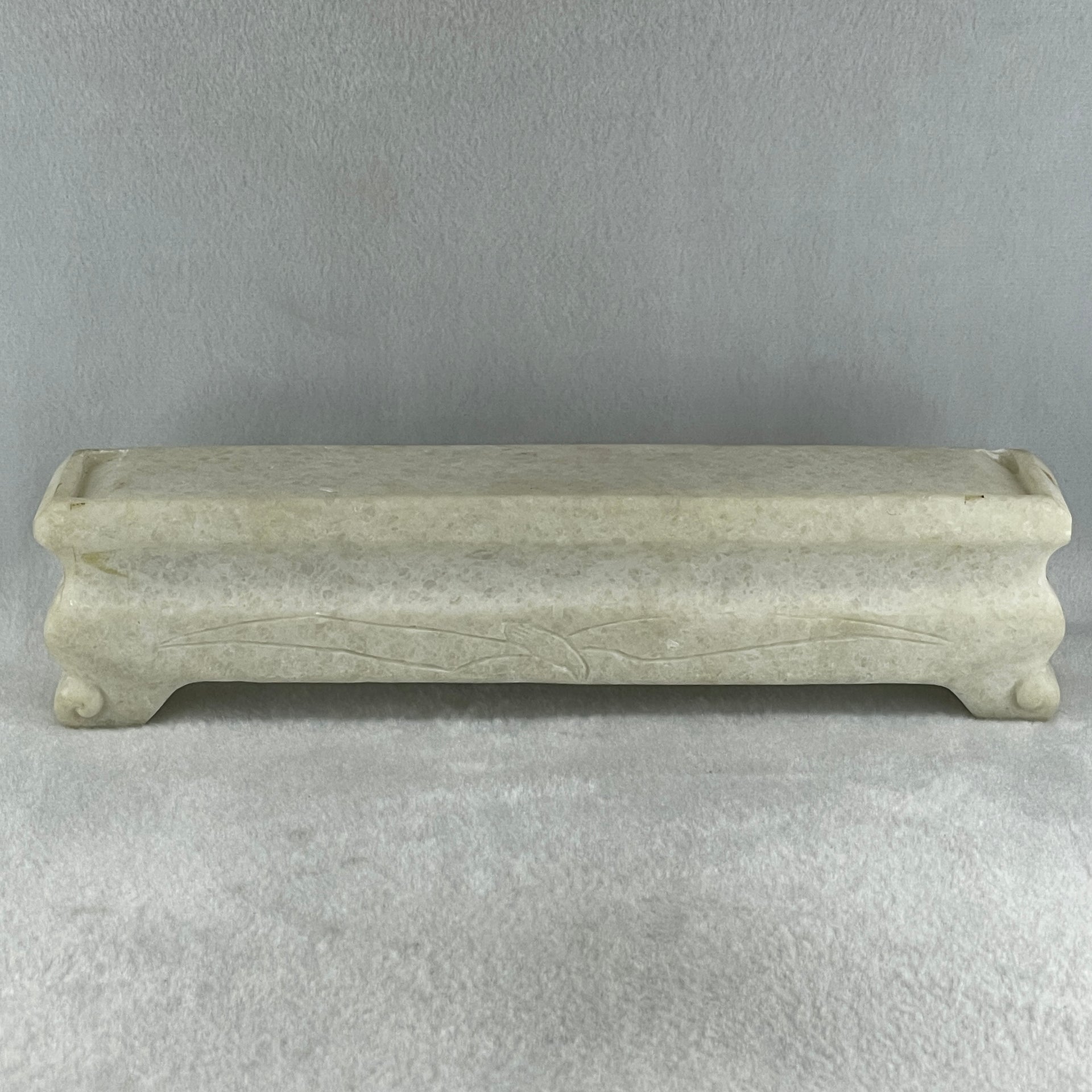 Natural Semi Icy Green Serpentine 3 Seals with Double Whales on Shan Shui with Stone Stand Display  3,486.0g 326.0 by 50.0 by 210.0mm - Huangs Jadeite and Jewelry Pte Ltd