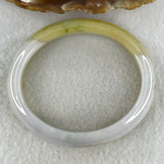 Natural Type A Yellowish & Lavender Jadeite Oval Bangle | (44.23g | 54.9mm Inner Diameter | 12.9mm x 7.4mm | Very Very Slight External Line | Synergy, "Zi Qi Dong Lai" Noble Benefactor Magnet & Feng Shui Abundance Anchor) - Huangs Jadeite and Jewelry Pte Ltd