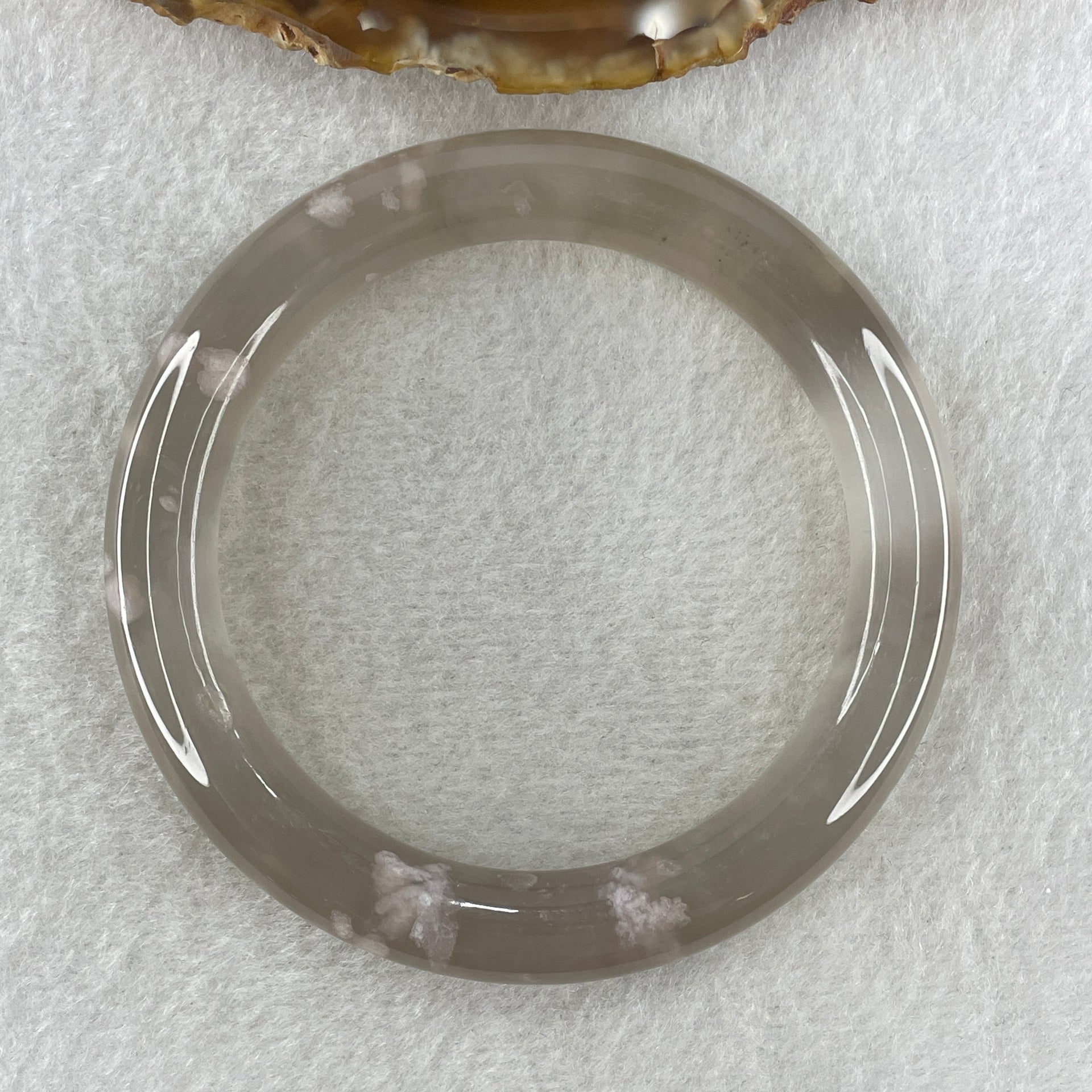 Natural Greyish Purple Agate Bangle 47.52g Internal Diameter 59.2mm 10.4 by 10.6mm (Perfect) - Huangs Jadeite and Jewelry Pte Ltd