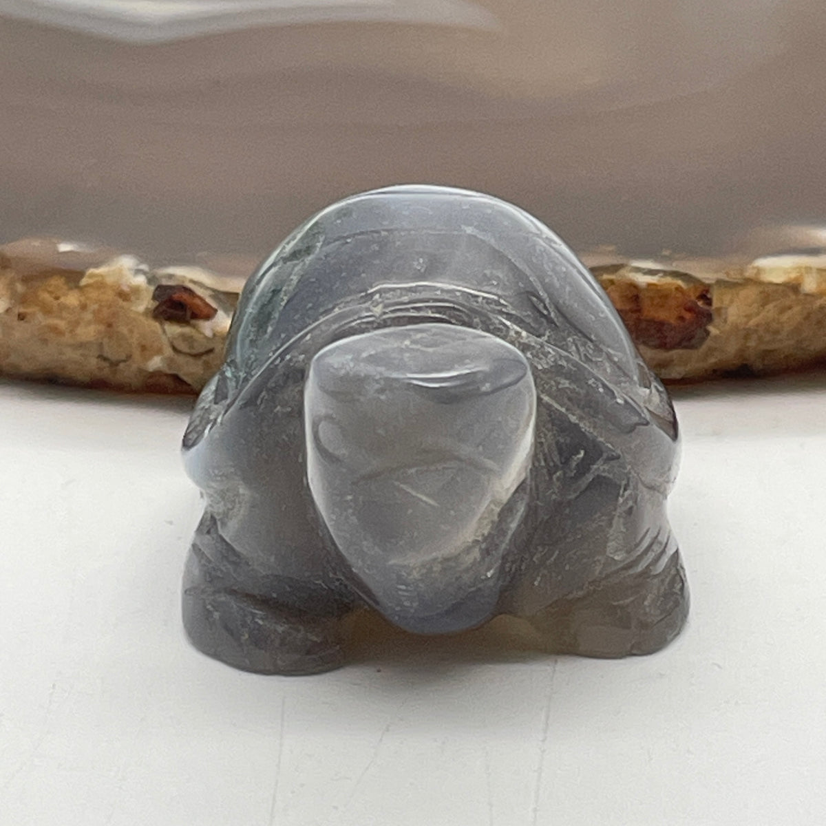 Natural Purple Agate Turtle Mini Display Specimen | (51.81g | 50.9 x 33.0 x 26.5mm Dimensions | Root, Third Eye & Crown Chakra Synergy, Longevity Anchor, Steady Prosperity & Mindful Feng Shui Catalyst)